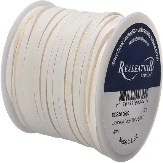 Realeather Deerskin Leather Lace | Size 1/8" x 50' (3.2mm x 15.24m) | 2/3 oz Thickness (.8-1.2mm) {5}