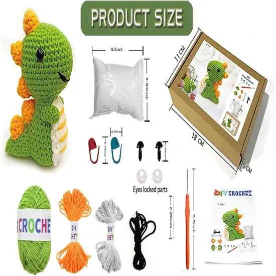 Dinosaur Crochet Kit - Green Dinosaur {5}