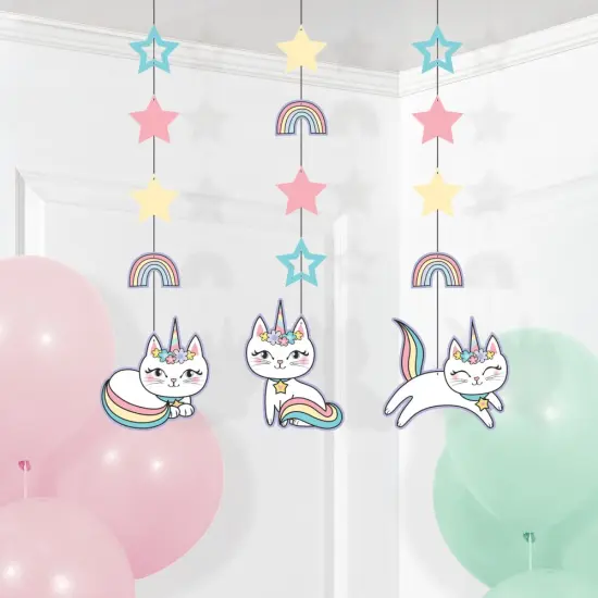 Kitty Cat Sassy Caticorn Hanging Swirl Decorations - 3ct {3}