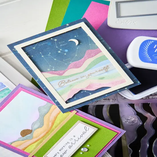 Sizzix A5 Clear Stamps W/Framelits Dies By Stacey Park 18/Pk-Creative Coordinations, Mountain High {6}