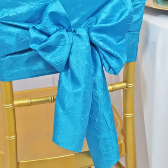10 Pieces Vibrant 9.5 by 108 inch Crushed Taffeta Chair Sashes Turquoise {4}