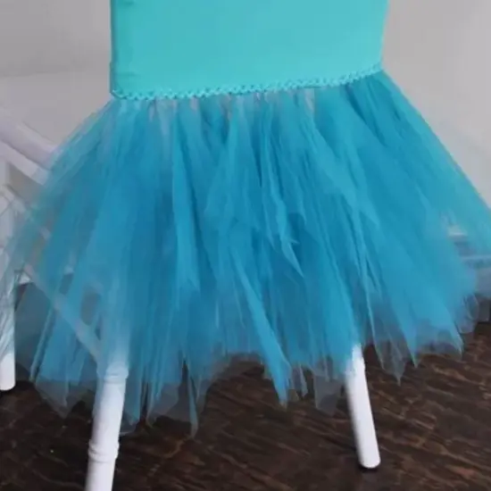 1 Piece Tiff Blue Or Aqua Blue Ballerina Spandex Chiavari Chair Cover Sleek Stretch Fit with Flowing Skirt {4}