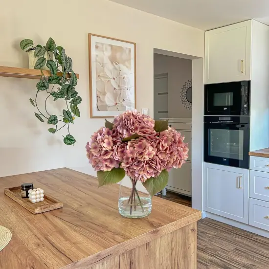 4Pcs 21" Artificial Hydrangeas Flowers - Pink {4}