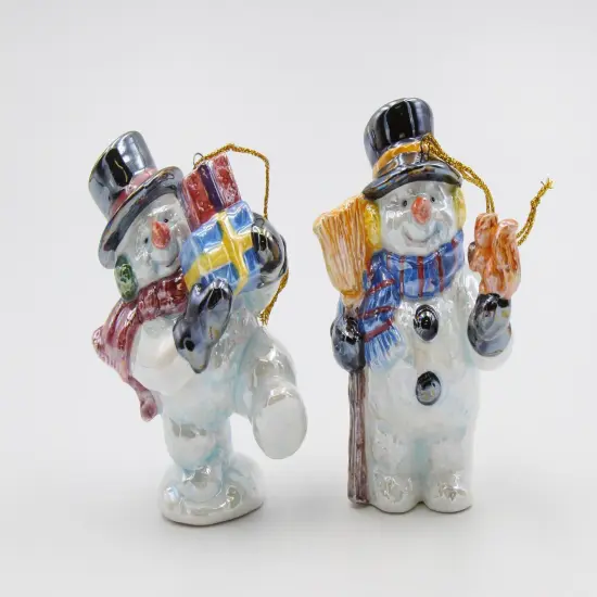 Ceramic Snowman with Gifts and Squirrel Ornaments, Home D&eacute;cor, Gift for Her, Mom, Christmas tree D&eacute;cor {2}