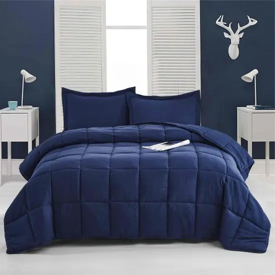 3-Piece Soft Polyester Microfiber Machine Washable Comforter Set with Reversible Bedding {5}