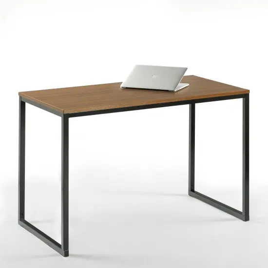 Modern Wood Top Desk with Heavy Duty Steel Frame Perfect for Home Office and Study Use Black {1}
