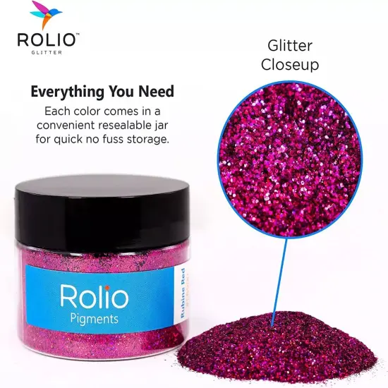 Rolio - 1 Jar Vibrant Holographic Glitter (Rubine Red) - 1 oz {2}