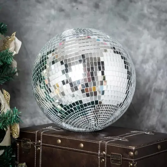 2 pcs 12" Extra Silver Glass Mirror Disco Balls Ornaments Decorations Supplies {3}
