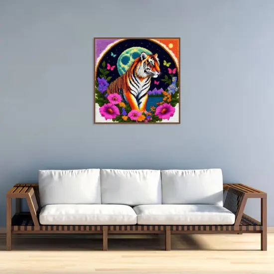 Diamond Painting Kits for Adults - Tiger Flower Diamond Art Kits 5D Paintings with Diamond Dots Full Drill Gem Art and Crafts,for DIY Gift and Home Decor 12X12inch {3}