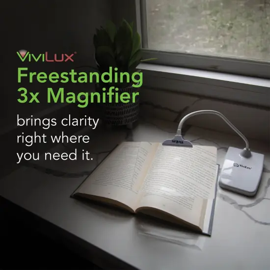 ViviLux Optical Grade 6"x4" Freestanding 3X Magnifier for Reading with Flexible Arm for Hands-Free Precision &ndash; Ideal for Hobby Desks & Sewing Stations {2}