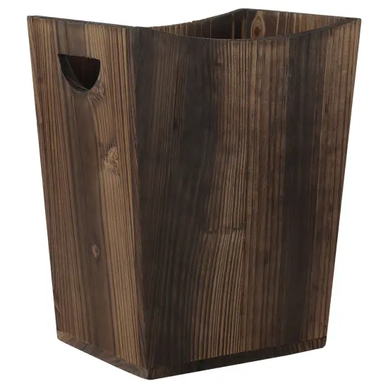 Rustic Farmhouse Style Wastebasket Bin Wood Trash Can for Living Room {1}