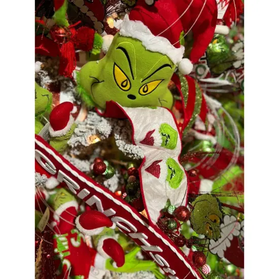 4" Green Monster Dupion Ribbon: Red/White (5 Yards) {5}