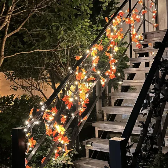 66ft Maple Leaves String Lights Fall Decor for Home Thanksgiving Decorations {3}