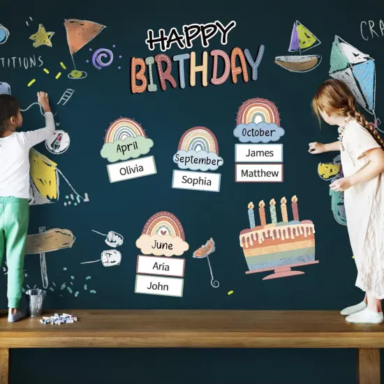 Boho Rainbow Happy Birthday Bulletin Board {2}