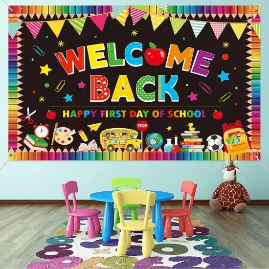 5X3Ft Welcome Back to School Banner Backdrop for Photography {4}