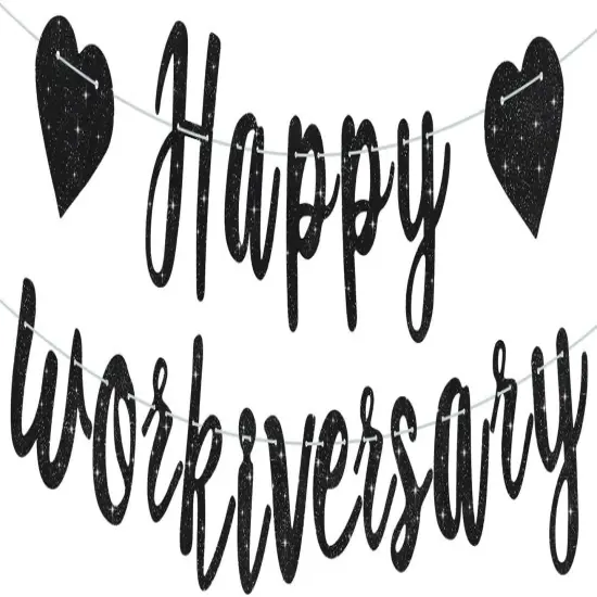 Black Glitter Happy Workiversary Banner - NO DIY {1}