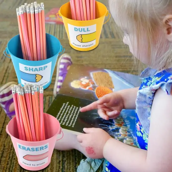 Metal Buckets with Handle Eraser Pencil Buckets {1}