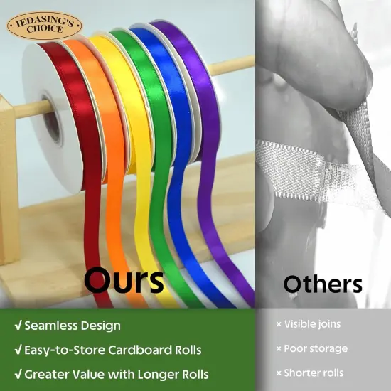 Gold Satin Ribbon - 3/8 Inch x 50 Yards {3}