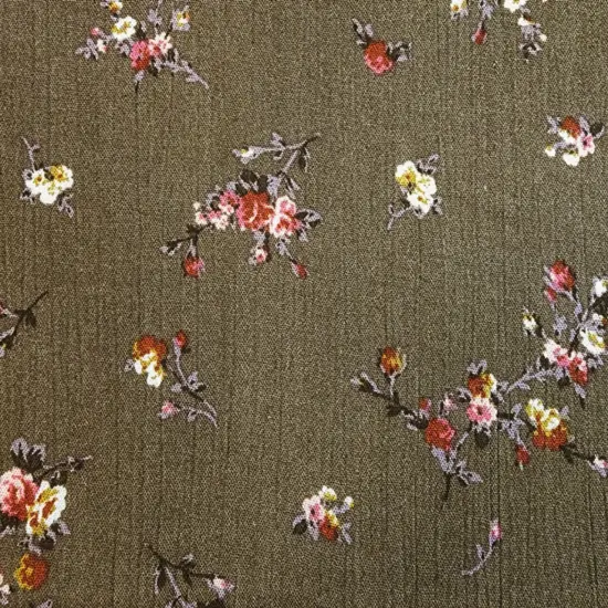 1 Yard Rayon Crinkle Fabric in Military Olive 100% Rayon Woven Apparel Fabric, 50/52" Wide {2}