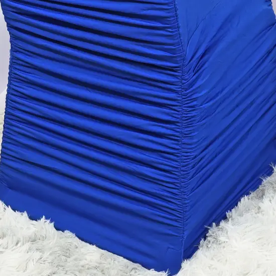 1 Piece Royal Blue Rouge Chair Cover, Elegant Ruffled Spandex Fit for Banquet Chairs {4}