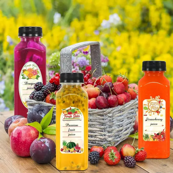 Plastic Juice Bottles with Caps 12 OZ, 45 Pcs {5}