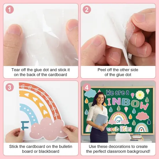 58 Pcs Rainbow Bulletin Board Set Decorations Boho Classroom Decor {4}