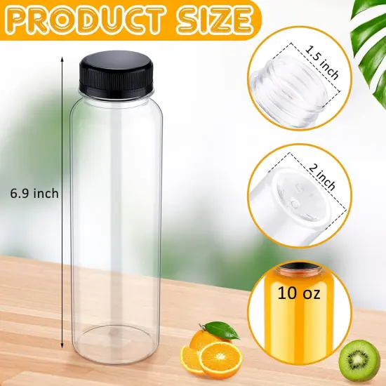 50 Packs 10 oz Plastic Juice Bottles with Caps(Black) {2}