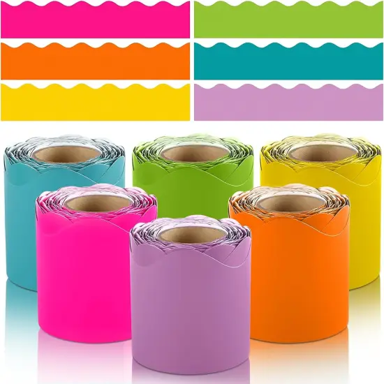 6 Rolls 198 Ft Bulletin Board Borders for Classroom, Paper Roll Scalloped Classroom {1}