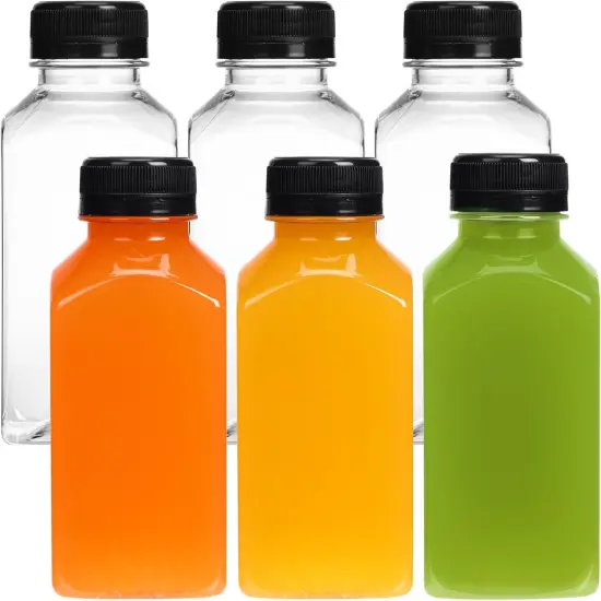 6pcs 10oz Plastic Juice Bottles with Caps(Clear) {1}