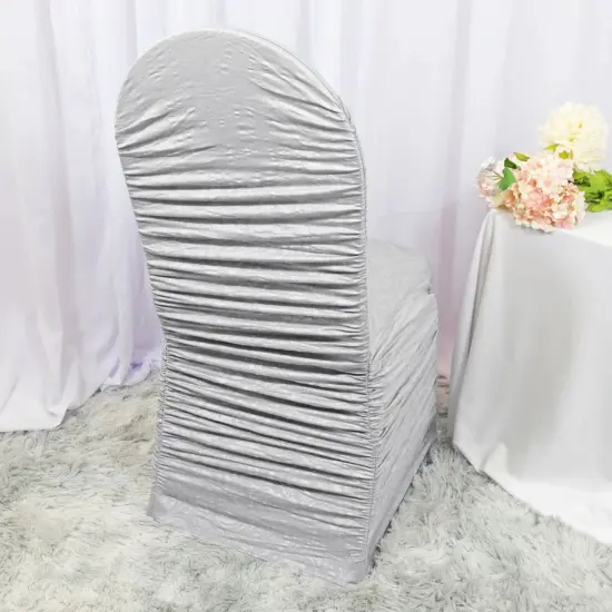 Retro Rouge Embossed Spandex Event Chair Cover Silver {2}