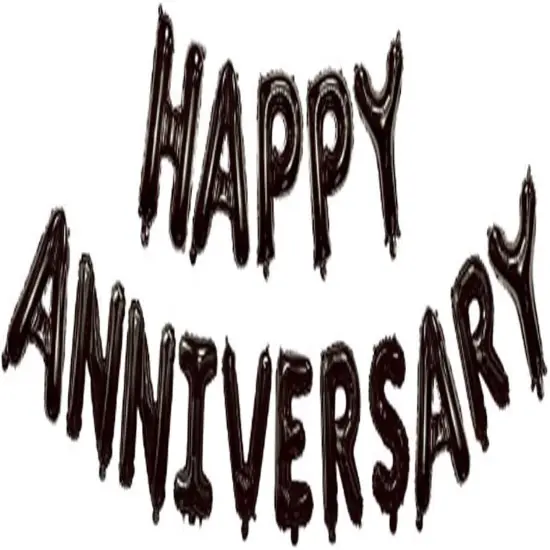 16Inch - Black Happy Anniversary Balloons {1}