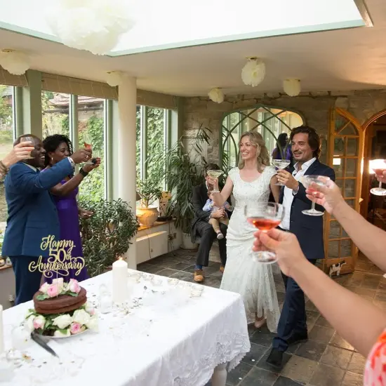 Happy 50th Anniversary Cake Topper - Gold Glitter {5}