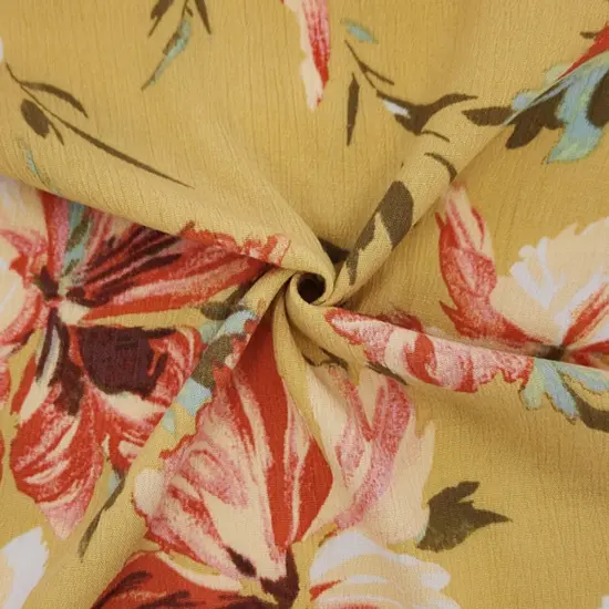 1 Yard Golden Yellow Rayon Crinkle Breathable Lightweight Textured Fabric Width 50/52" {1}