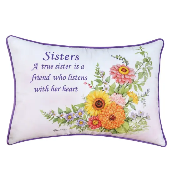 Collections Etc A True Sister is a Friend Sentimental Floral Accent Pillow {2}