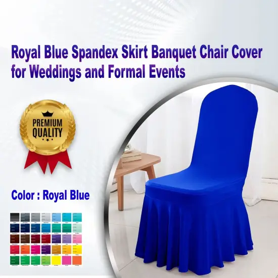 Royal Blue Spandex Skirt Banquet Chair Cover for Weddings and Formal Events {1}