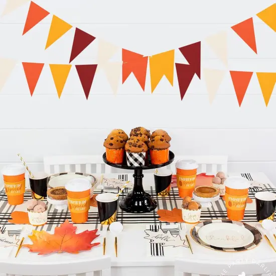 40 Feet 104 Pcs Red Orange Yellow Ivory Banner {5}