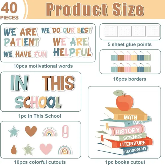 Boho Motivational Bulletin Board Classroom Decoration Set {3}