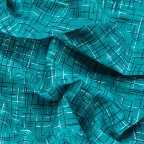 Mook Fabrics Linen Look Flannel Fabric [108 in. Wide] - By The Yard Tile Blue {2}