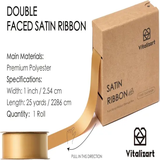 Gold Satin Ribbon - 1" x 25 Yards {2}