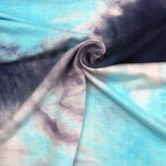 1 Yard Navy Blue Tie Dye Rayon Spandex 58/60" Wide Soft Lightweight Fabric for Apparel {1}