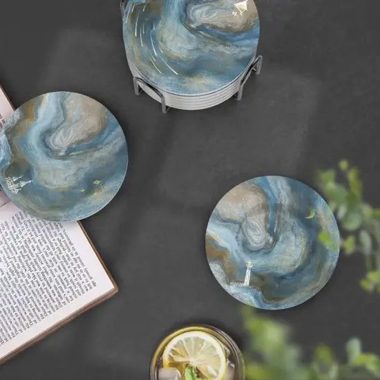 Cute Ceramic Stoneware Coaster Set {4}