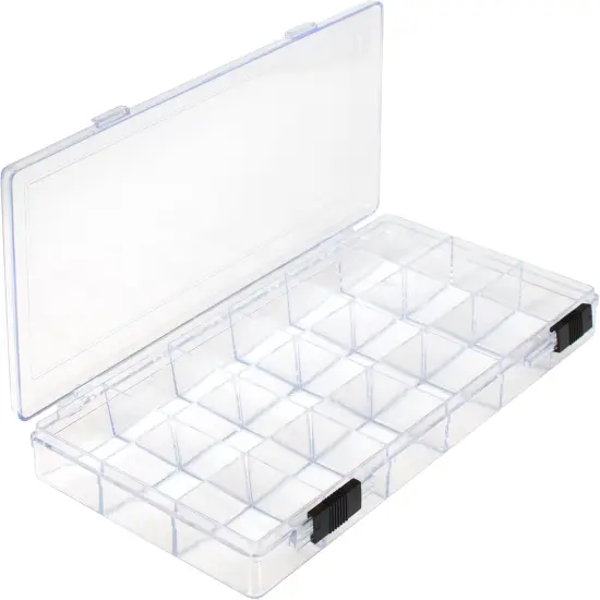 The Beadsmith Clear Bead Organizer - Sorter and Storage Box, 8.25 x 4.25 x 1.25 Inches,18 Compartments, w/Secure Double-Sided Locking {1}