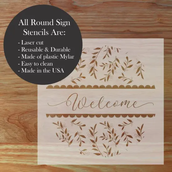 Tranquil Branches Welcome Round Sign Stencil | Sign Stencil | DIY Sign Stencil | Round Stencil |Designer Stencils| {1}