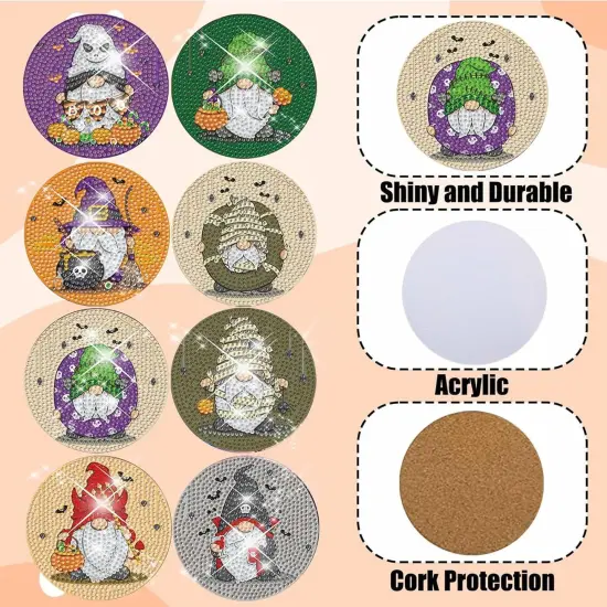 8PCS Halloween DIY Drink Coasters Kit {3}
