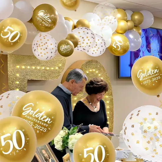 24pcs 50th Anniversary Decorations Balloons Gold 50th Wedding Anniversary {3}