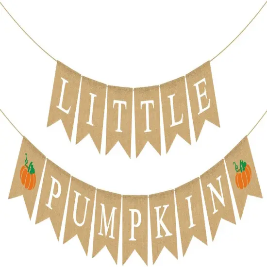 Jute Burlap Little Pumpkin Banner Fall Baby Shower Gender Reveal {1}