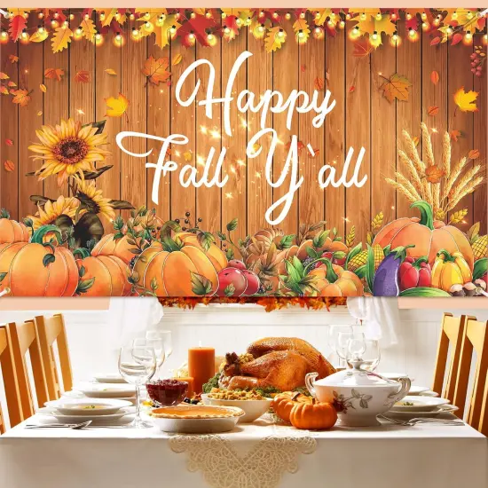 Happy Fall Party Decorations Banner {3}