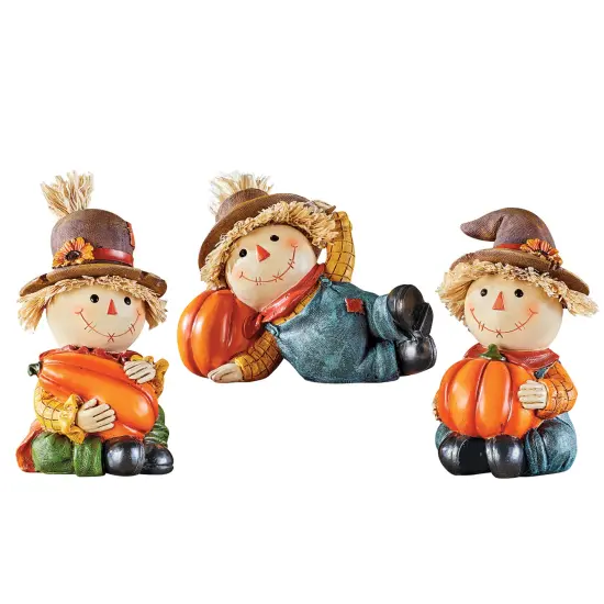 Collections Etc Hand-Painted Scarecrow Pumpkin Sitter Figurines - Set of 3 {2}