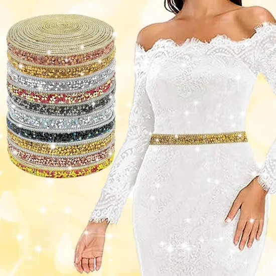 Self Adhesive Gold Resin Rhinestone Ribbon - 6 Yards (Gold 2) {5}