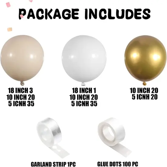 156PCS White Sand Gold Balloons Garland Arch Kit {2}